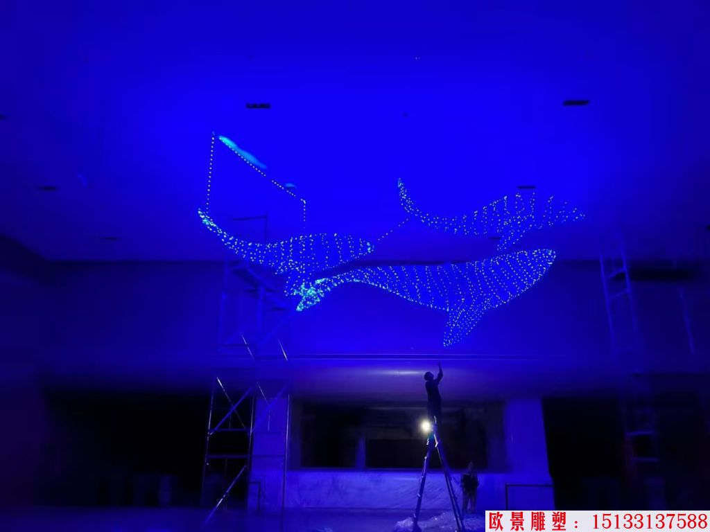 不銹鋼吊頂鏤空動(dòng)物鯨魚擺件，適合海洋館景觀裝飾,2